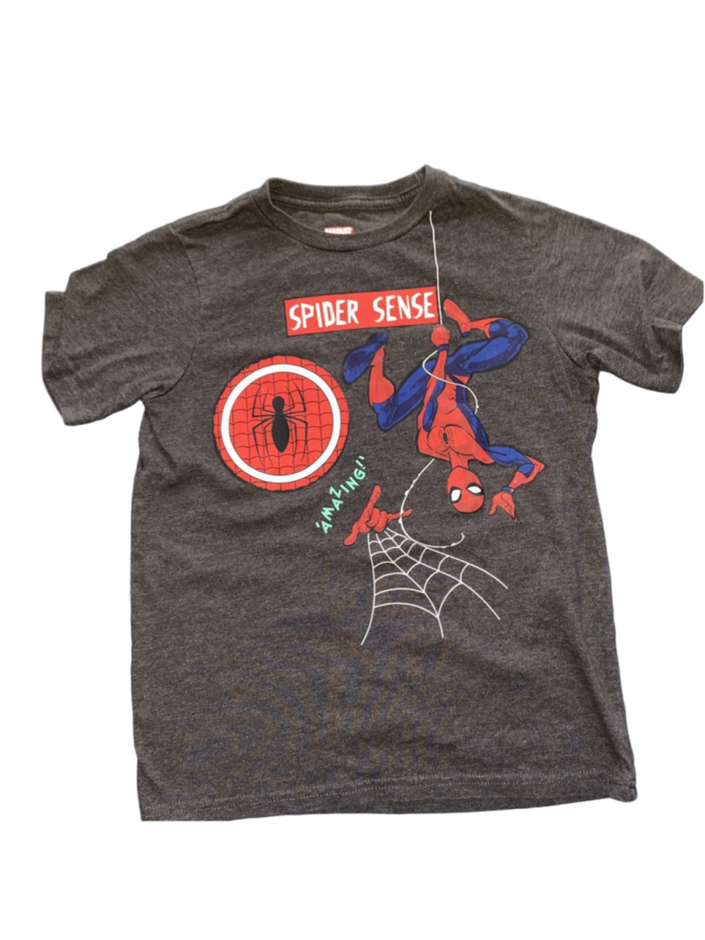 Marvel Disney Spider-Man Short Sleeve Tee Gray Red Size Large